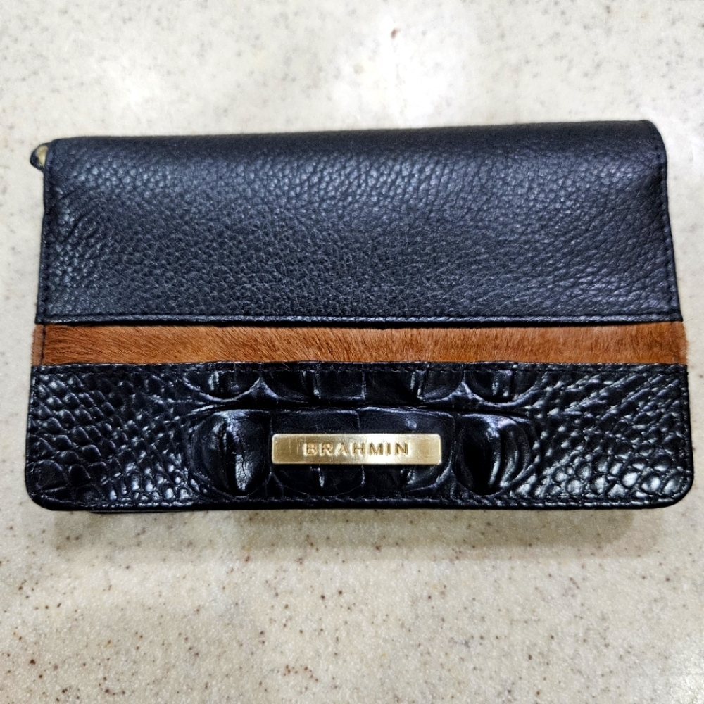 BRAHMIN WALLET, Crocodile With Fur Accent, RARE!! Mens Gift, Womans Gift
